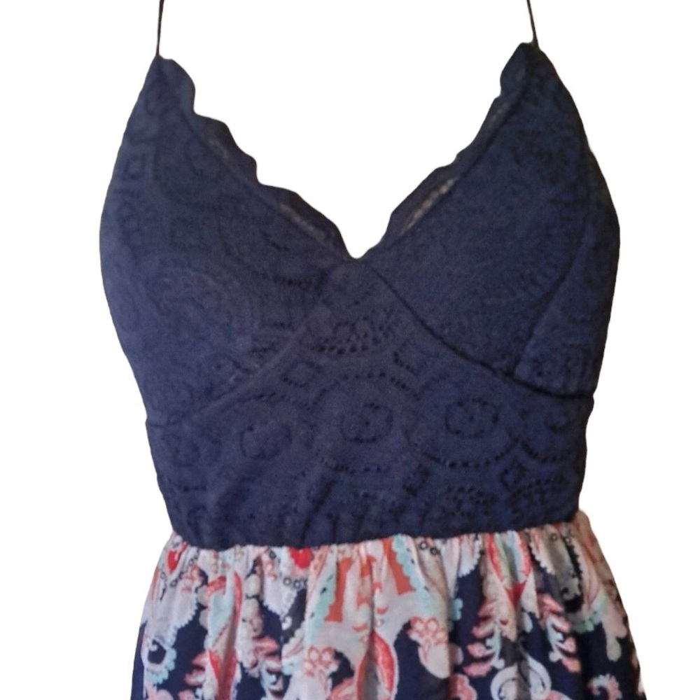 Trixxi Navy Lace Floral Dress